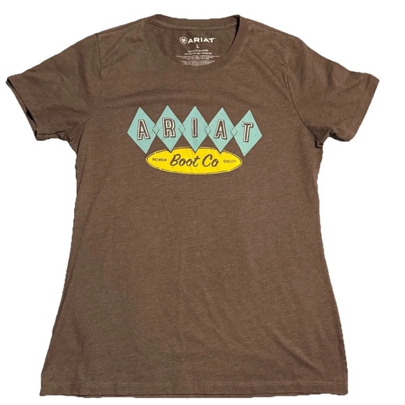Ariat Tops - Ariat Boots Co T-shirt Women's Size Large Brown Desert Motel Cowgirl